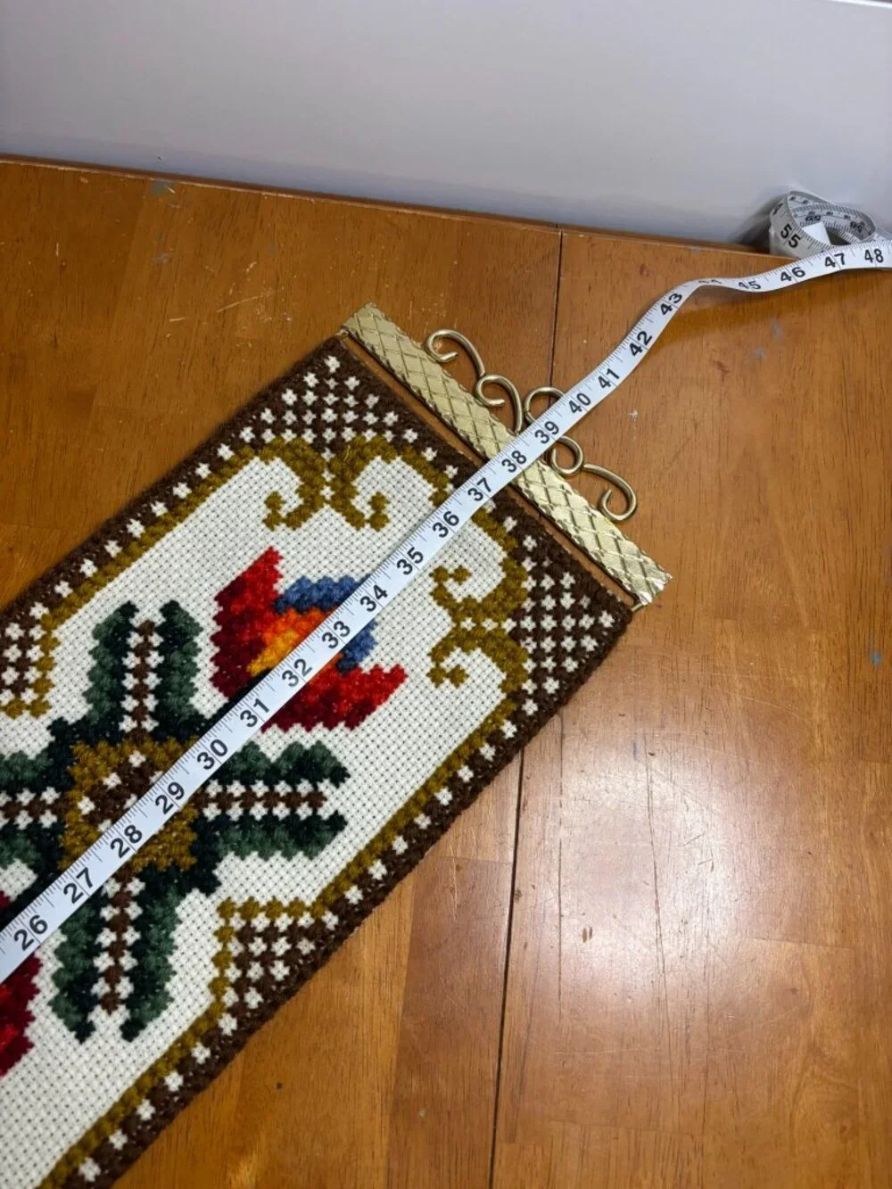 VTG 70s Retro Groovy Lot Needlepoint Bell Pull Splatter Fish Canister Trash Can